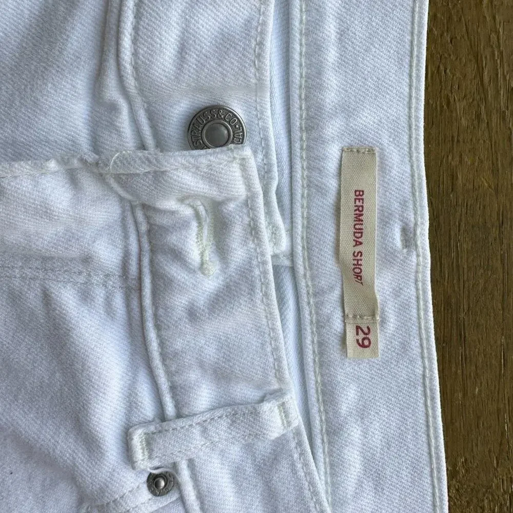 Levi's White Denim Bermuda Shorts